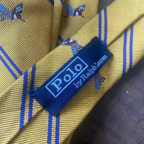 Ralph Lauren Silk Yellow Patterned Men's Tie - Picture 3 of 7